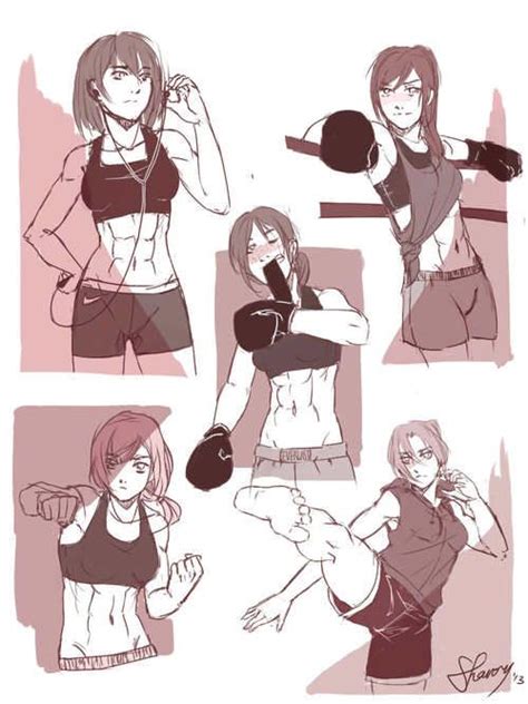 female fighting poses drawing